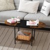 Small Round Coffee Table, 2-Tier Oval Center Table with Storage