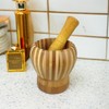Wooden Mortar with Pestle Wide Stripes