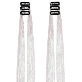 Hair Tinsel Kit For Girls 6 Pre-Assembled Strands Snap-On 20 Inch Colorful Glitter Extensions Tinsel Fairy Hair Party Dazzle Hair Accessories Strands Kit For Women Girls Kids