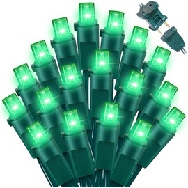 LAMPHOME Green Wide Angle LED Christmas Lights, 64.8 Ft 300 Count, Pack of 3 Strands 21.9 Ft 100 Lights UL Certified Commercial Grade Green Wire 5mm Holiday String Light