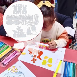 Mellifluous 4 Sets Easter Rabbit Cutting Dies,Easter Cutting Dies Happy Easter,Egg,Chick,Rabbit Embossing Stencils Template,Easter Card DIY Paper Craft,Decorative Embossing Paper Dies