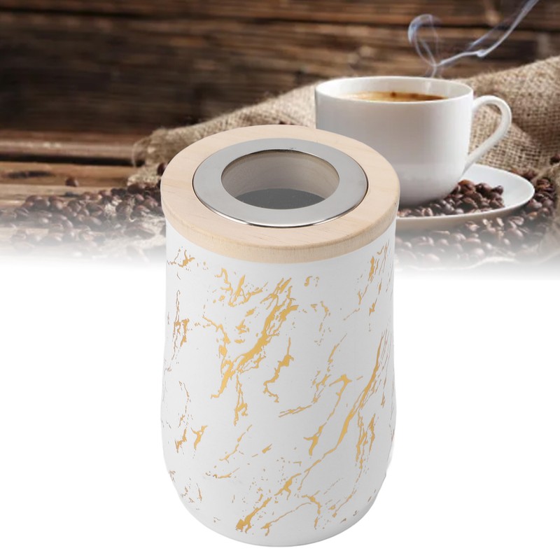 Coffee Bean Canister Airtight Stainless Steel Visible 800ml with Spoon
