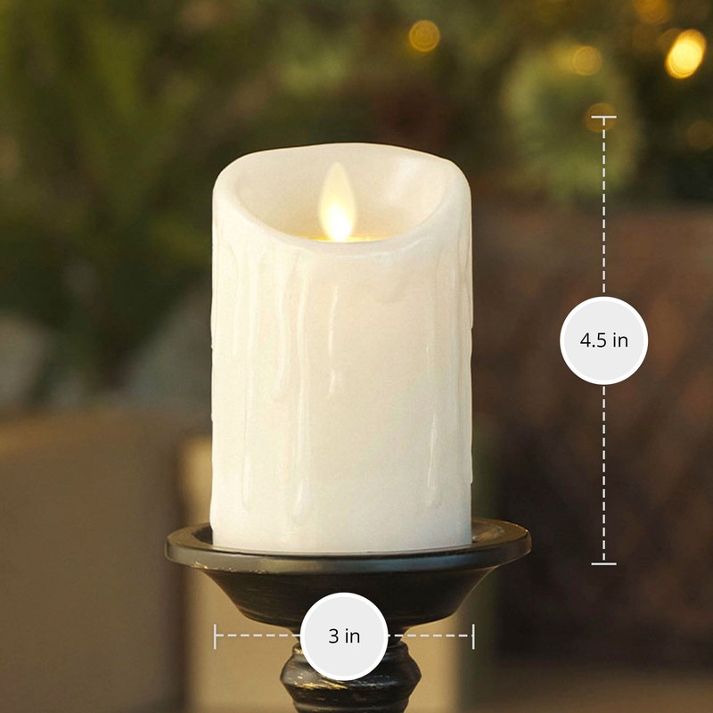 Luminara Wax Drip Flameless LED Candle, White 3" x 4.5",