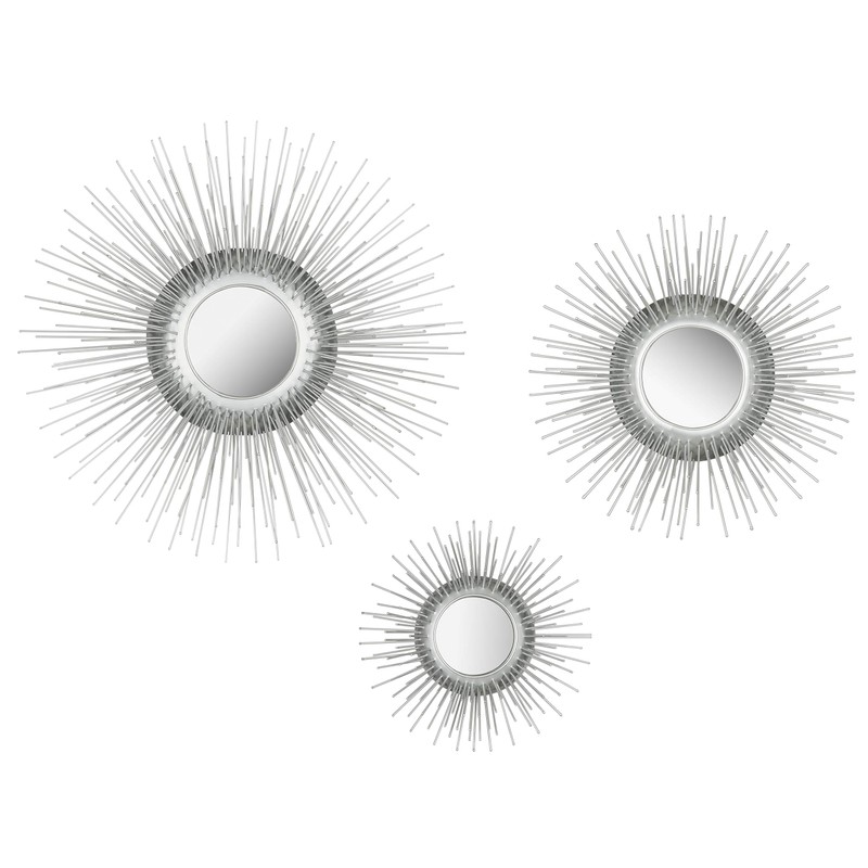 Safavieh Home Collection Sunburst Triptych Mirror (Set of 3), Silver