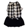 Barker & Jane Plaid Shirt,Sash, Faux Buttons,Velour Skirt Puppy/Dog Dress,