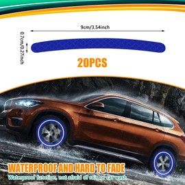 Tecledsn 20PCS Reflective Car Wheel Decorative Stripe Stickers, Wheel Rim Decal, Car Wheel Night Safety Warning Stickers, Car Exterior Accessories Wheel Rim Tape Universal for Most Vehicles (Blue)