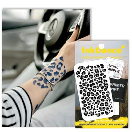 InkDance D291 Semi-Permanent Tattoos, DIY Cutable Leopard Print, Rosettes, Long-Lasting Temporary Tattoos, Waterproof Plant-Based Ink, Lasts 1-2 Weeks, Colour Development in 24 Hours
