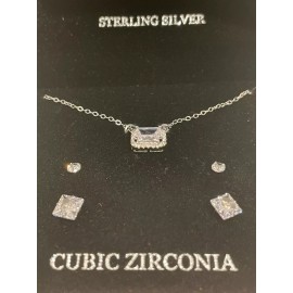 Giani Bernini 925 Sterling silver,  CZ Emerald Necklace And Stud earrings