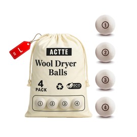 ACTTE Sheep Wool Dryer Balls 4 Pack L(2.3") Premium Natural Fabric Softener, Reusable Laundry Dryer Balls for Reducing Drying Time, Static and Wrinkles, Eco-Friendly – 100% New Zealand Wool