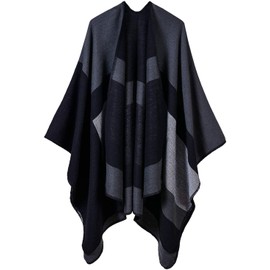 Immerguter Women's Shawl Wraps Sweater Poncho Cape for Fall Winter,Series 1-a-ys-black