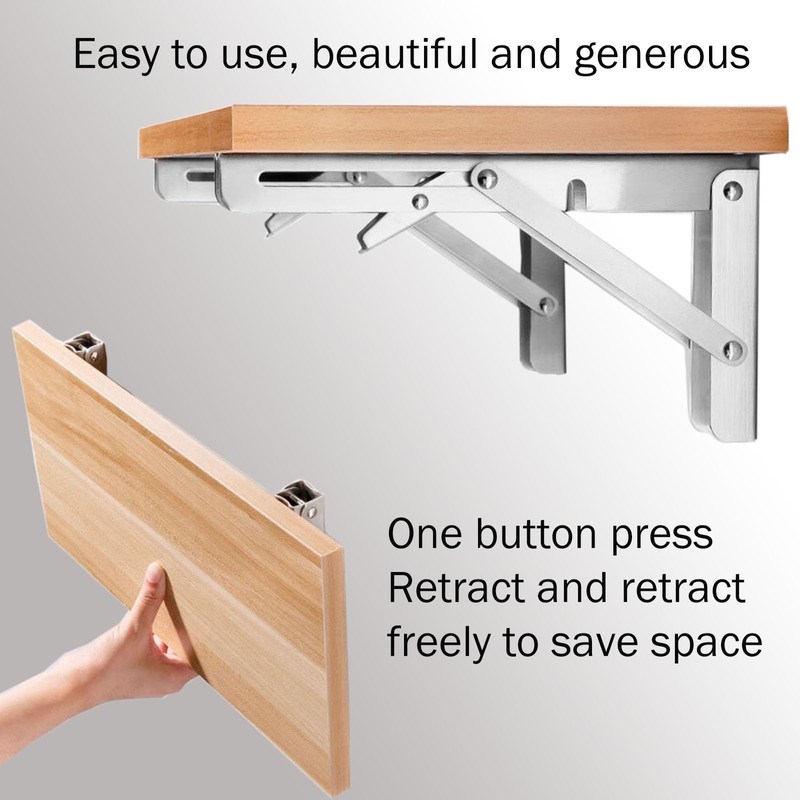 KAUJIAREN Folding Shelf Brackets, Heavy Duty Collapsible L Bracket, Black
