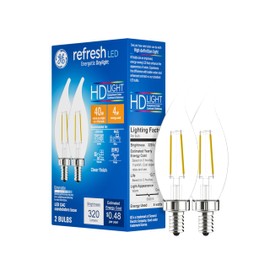 GE Refresh HD Bent Tip Dimmable LED Light Bulbs (40 Watt Replacement LED Light Bulbs), 300 Lumen, Candelabra Light Bulb Base, Daylight, 2-Pack LED Bulbs