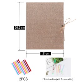 Reastar Photo Album for DIY Scrapbook Photo Album Linen Black Pages DIY Photo Album with Bonus Gift for Birthdays Wedding Christmas (21 x 27 cm/Brown)