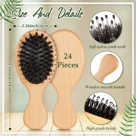 tessco for you 24 Pcs Mini Boar Bristle Hair Brush Bulk Pocket Travel Small Paddle Hairbrush for Women Men Kids Long Short Wet Dry Hair Scalp Massage Anti Static Engraving DIY Gifts for Wedding