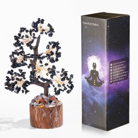 GUJOXILA Black Obsidian Crystal Healing Crystals Gift for Women - Obsidian Crystals Tree of Life Money Tree Black Spiritual Meditation Reiki Gifts Office Desk Decor Ornament