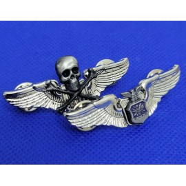 USAF AIR FORCE Aviation SKULL BONES CCT PJ PILOT WINGS LAPEL HAT PINS Badge SET
