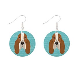 Mystic Sloth Dog Breed Design Surgical Steel Fishhook Earrings (Basset Hound)
