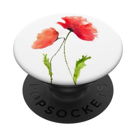 Watercolor Red Poppy Flower on white background Pattern Grip