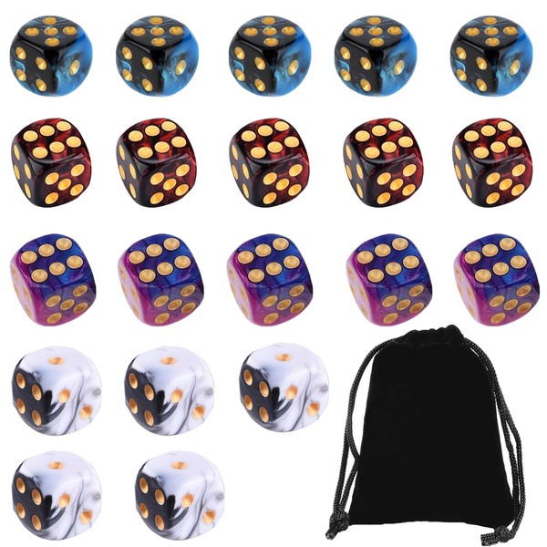 20 Pcs Colored d6 Dice, Warhammer Dice, 16mm Polyhedral Dice