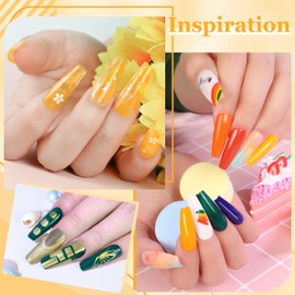 Lavender Violets 27 Pcs Gel Nail Polish Kit Early Spring Earth Colors Red Green Yellow Blossom Effect Cat Eye LED French Nail Polish Set with Base,Blooming & Glossy,Matte Top Coat,Liner Brush C403