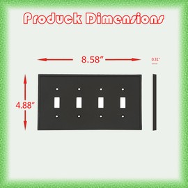 Quad Toggle Light Switch Cover, Outlet Covers Wall Plate Matt Black Modern Decorative Wall Plate Cover for Duplex, Toggle (4-Gang Quad Toggle,1 Pack)