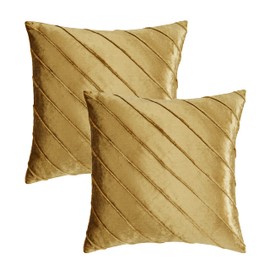 GIGIZAZA Velvet Gold Cushion Covers 45x45, Cozy Soft Square Cushion Accent Stripe Covers 2 Pack Cushions Covers Cases for Home Decor Sofa Couch