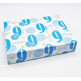 2 Sheets 2 Tags 9th Birthday Boy Polka Dots Wrapping Paper Age 9 Cute Polka Dots Birthday Giftwrap Male BLUE (PA)