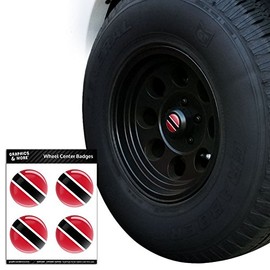 GRAPHICS & MORE Trinidad and Tobago National Country Flag Tire Wheel Center Cap Resin-Topped Badges Stickers - 2.6" (6.6cm) Diameter