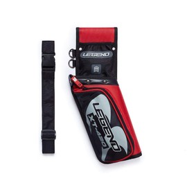 Legend XT420 Archery Field Quiver for Arrows - Archery Hip Quiver with Belt, 3 Arrow Compartments - Storage Pocket for Archery Accessories - Durable Nylon Material - 5.25"x1.5"x16" Red - Right-Handed