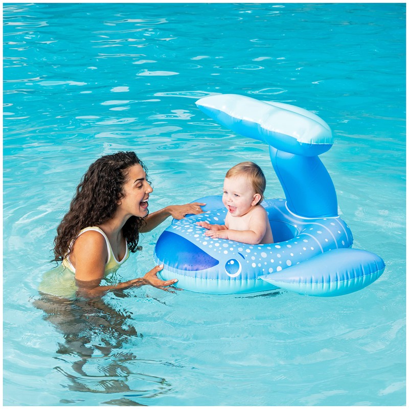 Swimways Sun Canopy Baby Boat, Inflatable Baby Pool Float &
