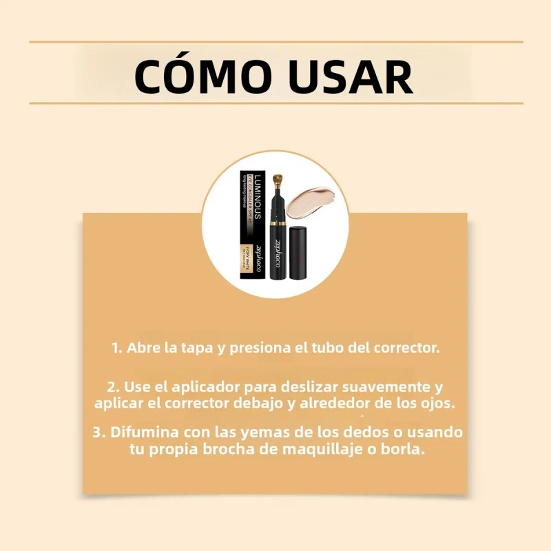 Corrector Ojos Cobertura Alta Iluminador Duradero Natural