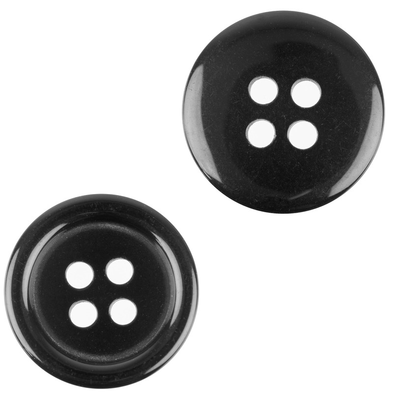 24 Pieces 4 Hole Diameter 20.3mm Black Polyester Buttons Size