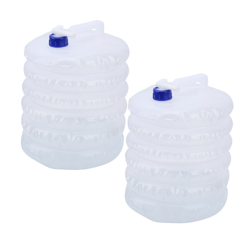 2PCS Outdoor Foldable Water Bucket Portable Plastic Water Bag Bottle