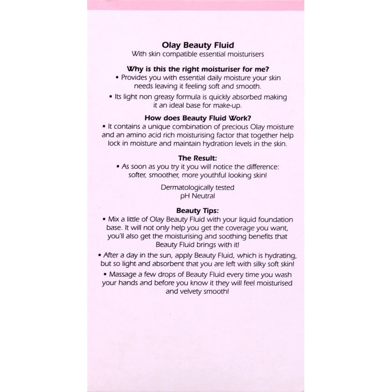 Olay Beauty Fluid Face and Body Moisturiser, 100ml