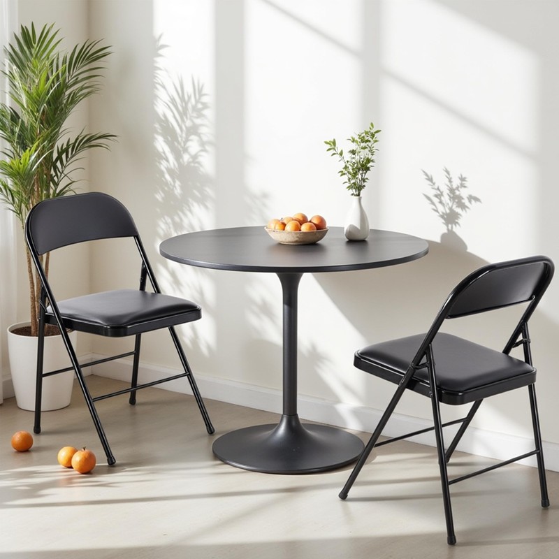 HealSmart 4 Pcs Folding Chairs with Leather Padded Cushion Seats,