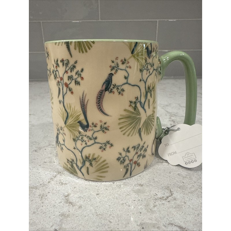 10 Strawberry Street PEACOCK Floral Mint Green Handle 10 Strawberry