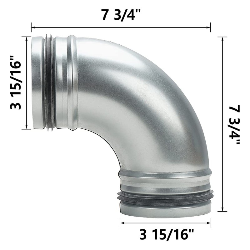 HVAC Duct Elbow 4 inch, A-KARCK 90 Degree Duct Connector