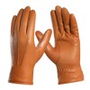Harssidanzar Leather Gloves For Mens Comfort Cashmere Lined Gloves GMUK006,Tan,