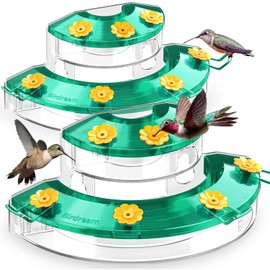 Birdream Window Hummingbird Feeders for Outdoors, with Strong Suction Cups & 7 Feeding Ports, Easy to Use and Maintain, Gift for Bird Lover, Plastic Bird Feeder, 2 Pack, 10oz Per Pack - Green