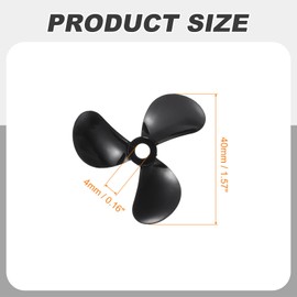sourcing map RC Boat Propeller, 3 Blades Propellers 4mm Hole Dia 40mm OD CW Clockwise Rotating Drill Propeller for RC Boat Hobbies DIY Ship Model, Black