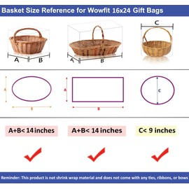 Wowfit 10 CT 16x24 Inch Clear Cellophane Gift Bags – Food-Safe Cello Bags for Small Gift Baskets, Wine Raffles, Bridal or Baby Showers, and More (No Gusset, Ribbon Not Included)