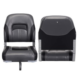 Leader Accessories A Pair of Elite Low/High Back Folding Fishing Boat Seat (2 Seats) (Black/Charcoal)