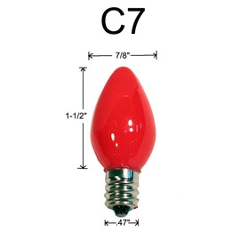 Box of 25 Light Bulbs -C7, Steady Burning - Transparent Orange - 7 Watt - Candelabra Base -Great for Night Lights, Pumpkin Lights and Christmas Strings