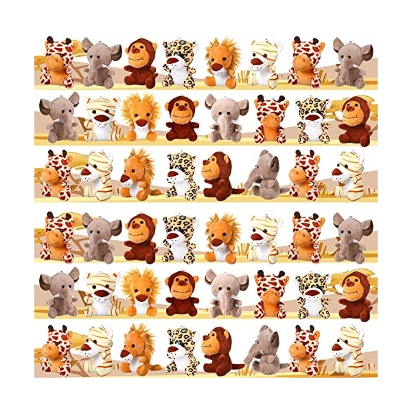 30 Pieces Small Stuffed Jungle Animals, Mini Stuffed Safari Animals