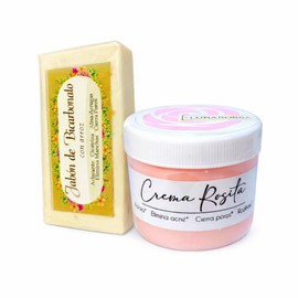 Kit Crema Rosita de Obregón y Jabón Natural Bicarbonato Arroz 100gr Protección Solar 15 con Rosas Colágeno Células Madre + Aclarante