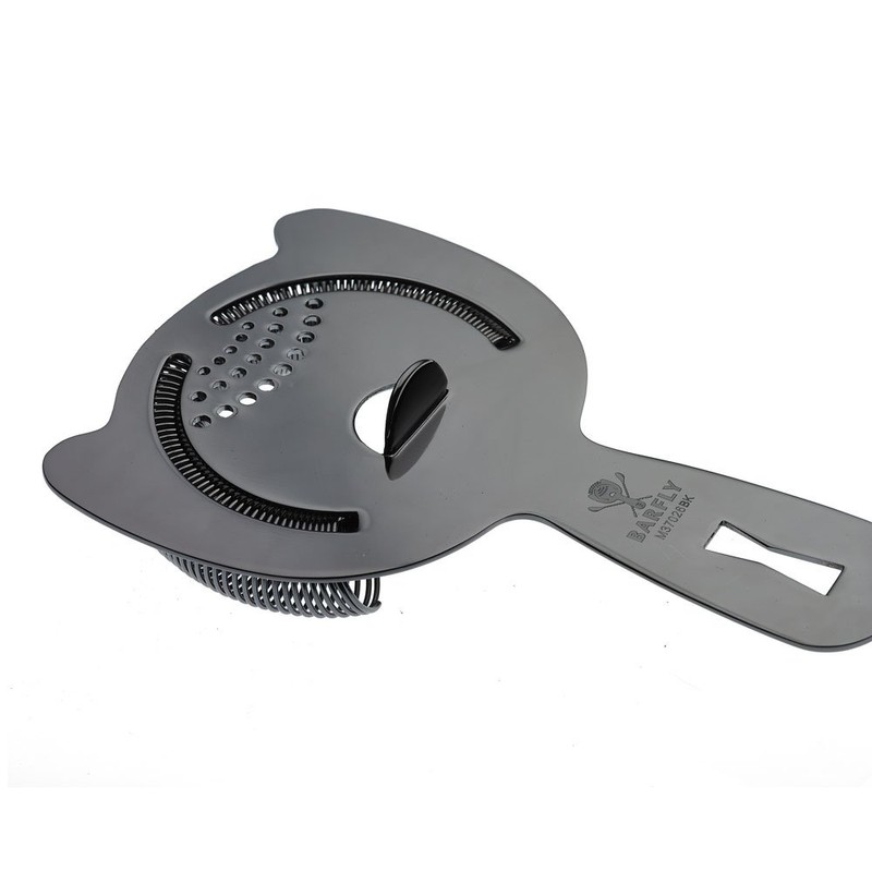 Barfly M37026BK Heavy Duty Spring Bar Strainer, Stainless Steel, Black,