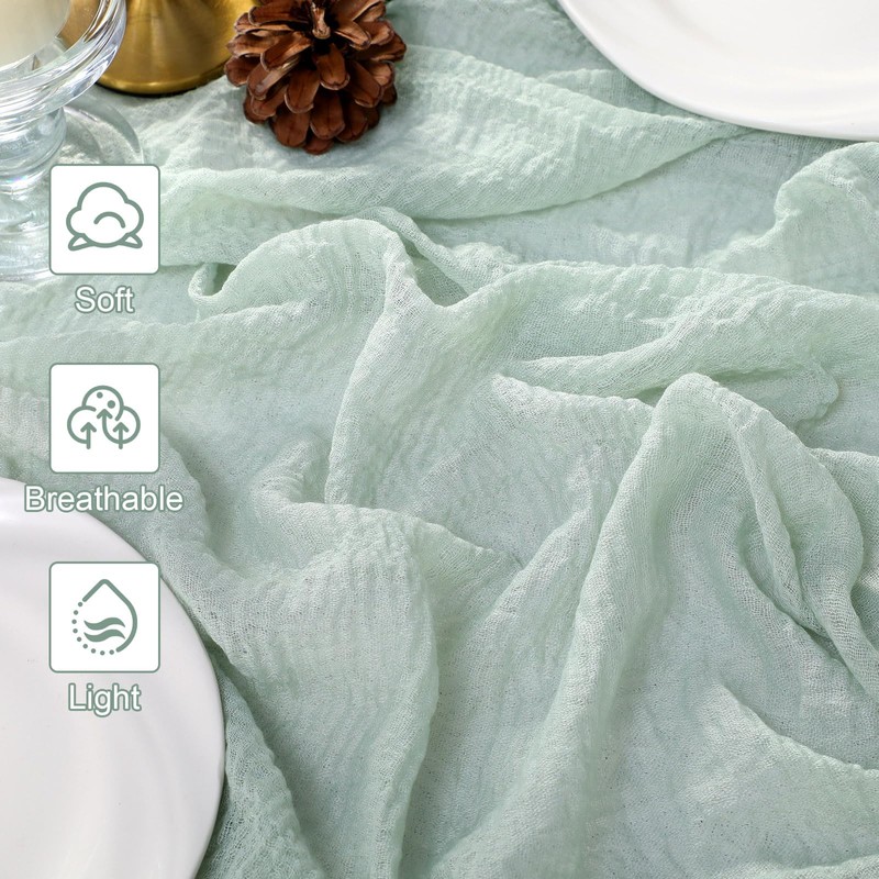 GARENY 2 Pack 10 Ft Cheesecloth Table Runner 120 Inches