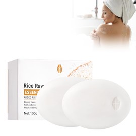 2 x Face Soap, Natural Soap with Rice Ingredients, Skin Care Oil Soap, Freshness, Pleasant, Smooth Skin Feeling, Shower Soap for All Skin Types, Face and Body Bath Soap