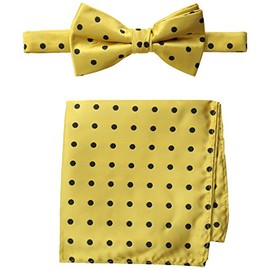 Stacy Adams Men's Satin Dot Bow Tie Set, Gold, One Size