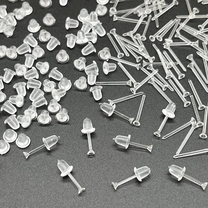 Clear Plastic Earrings for Sports,300 Pairs Clear Earring Studs and